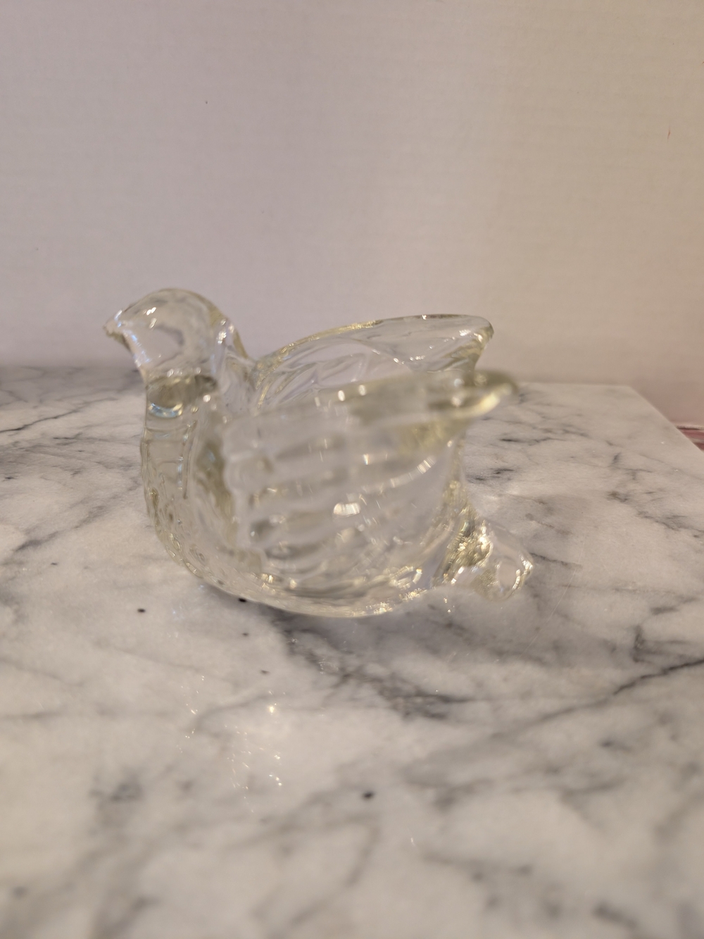 Vintage Avon Clear Glass Bird Figurine Trinket Dish
